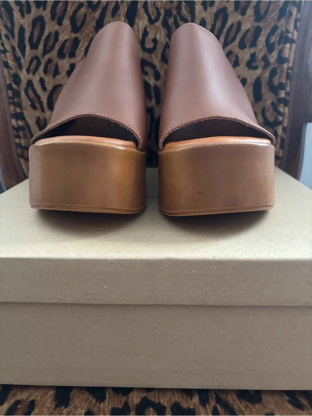 Anthropologie Leather Platform Wedge